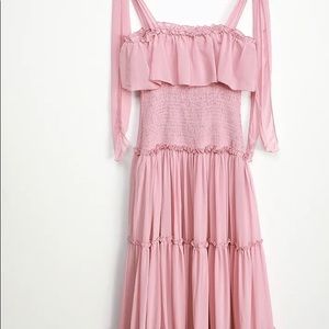 Fairy Tale Dusty Pink Smocked Tie-Strap dress